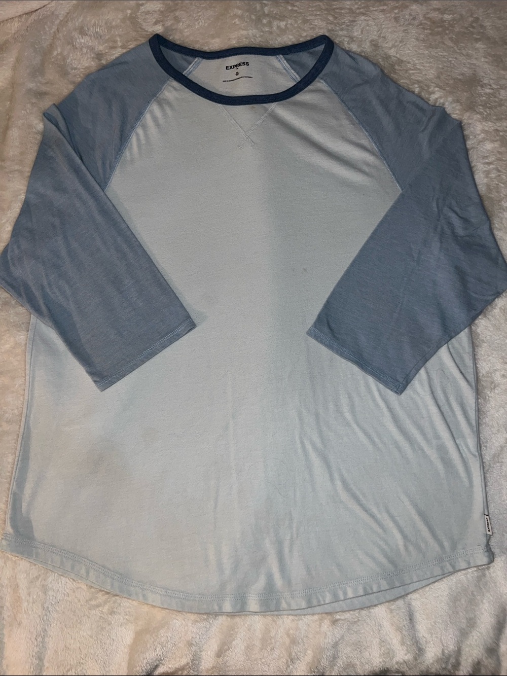 NWT ⚾️ EXPRESS BLUE COTTON BLEND BASEBALL-STYLE 3/4 SLEEVE TSHIRT Men’s XL